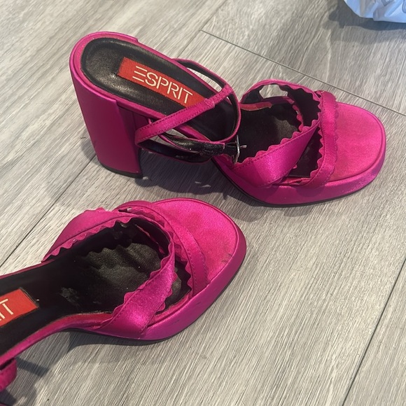 Esprit Fuchsia Strappy Chunky Heels Y2K - Picture 7 of 7